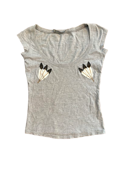 dsquared2 swoop neck feather top